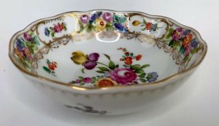 Antique Dresden Porcelain Carl Thieme Bowl Flowers,  Raised Flowers