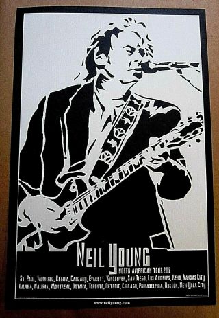 Neil Young 2008 Tour Concert Poster Official N.  A Mn Ab Wa Bc Ca Nv Ny Mi Canada
