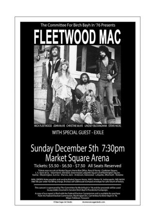 Fleetwood Mac 1976 Indianapolis Concert Poster