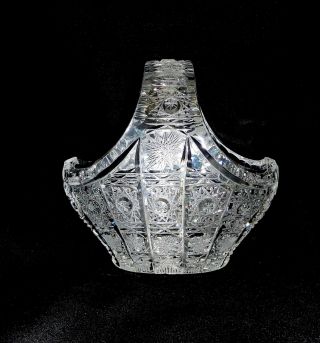 Bohemian Queen Lace Pattern Cut Glass Crystal Small 4 Inch High Basket