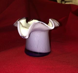 Fenton Lavender Milk Glass Top Hat Vase