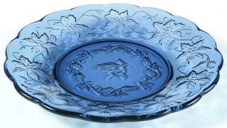 Princess House Fantasia Poinsettia Sapphire Blue Lunch Plates - 4 Piece Set