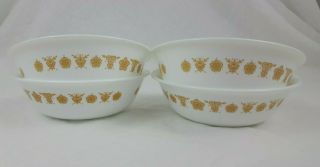 Set Of 4 Corelle Corning Ware Butterfly Gold Soup Salad Cereal Bowls