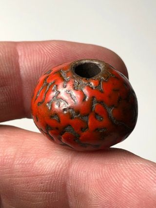 Doyle Lane Studio Pottery Curdled Orange Ceramic Bead Mcm