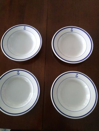 Four (4) Homer Laughlin Anchor Us Navy Bread Plates 7 Inches