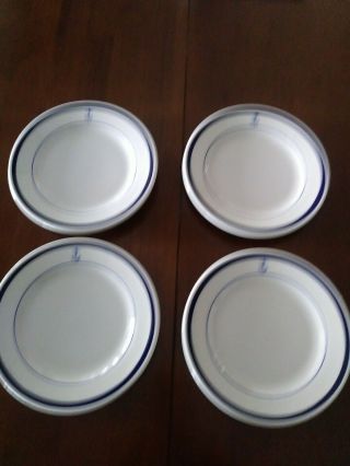 Four (4) Homer Laughlin Anchor Us Navy Small Bowls 6 3/4 Inches