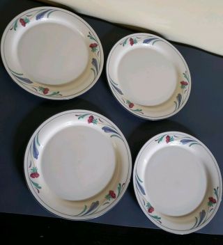 4 Lenox Poppies On Blue Large Dinner Plates