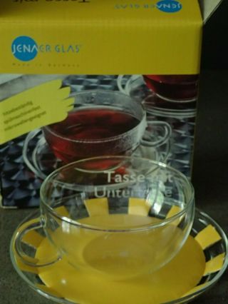 Jenaer Jena Glas Glass Germany Clear Glass Coffee Or Tea Cup And Saucer