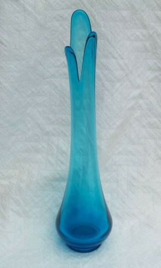 Vintage Mid Centurymodern Art Glass Swung Vase Viking? Blue Mcm - Lovely Stretch