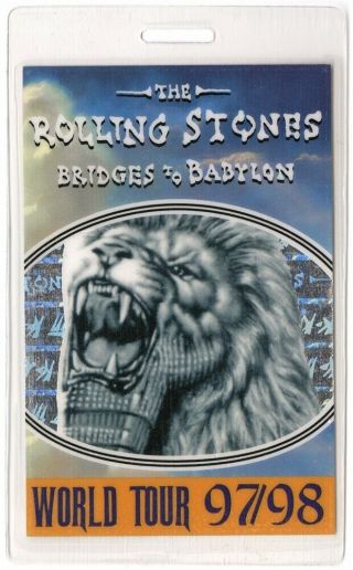Rolling Stones Official 1997 Laminated Backstage Pass Bridges To Babylon Tour