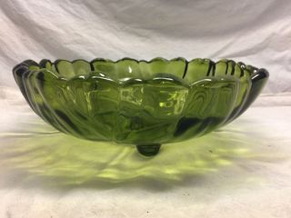 Vintage Green Heavy Thick Glass Bowl S D15