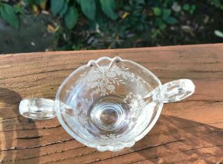 Heisey Elegant Glass Clear Etched Crystal Floral Creamer & Sugar Bowl With Tray 5