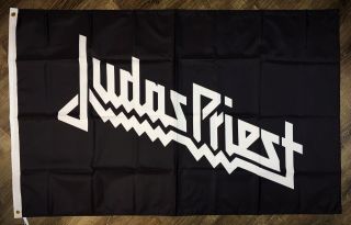 Judas Priest Black Flag 3x5 Ft Banner Rob Halford Glenn Tipton Man - Cave Garage