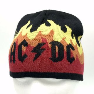 Ac Dc Highway To Hell Beanie Flames Flaming Winter Hat Stocking Cap Concept One