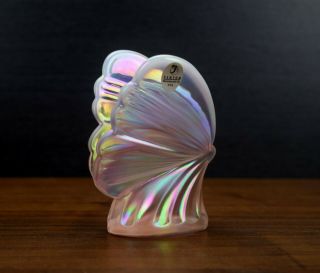 Fenton Opalescent Butterfly Iridescent Pink Paperweight Art Glass Figurine 5271