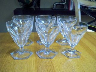 Set Of (6) Val St.  Lambert Vintage Crystal Wine Glasses