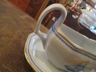 SPODE TRADE WINDS BLUE GRAVY BOAT WITH UNDERPLATE 5