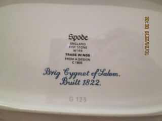 SPODE TRADE WINDS BLUE GRAVY BOAT WITH UNDERPLATE 6