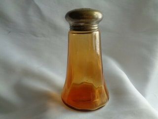 Antique Star Top Paneled Amber Glass Sugar Shaker Muffineer