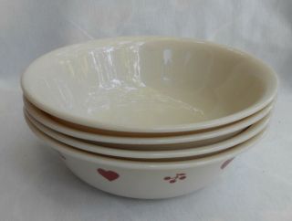 Corelle Hometown Soup Cereal Bowls 5 Hearts Houses Beige Red 6 "