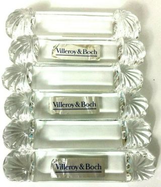 Vintage Set Of 6 Platano Crystal Knife Rest Villeroy & Boch