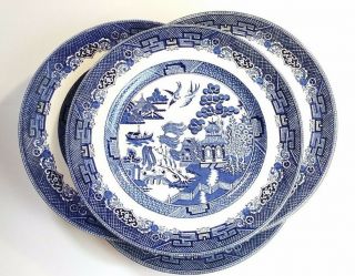 Johnson Brothers Blue Willow Dinner Plates Set Of 4 Diameter Approx 9 7/8 Inches