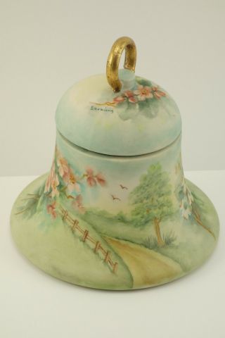 Antique Vintage Porcelain Jar Handpainted Sgd Wava Leng ? Nippon Fenton German ?