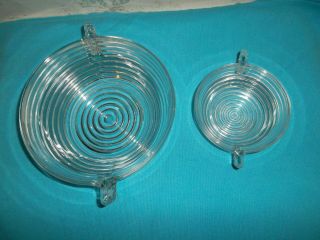 Anchor Hocking Manhattan Clear Glass 2 With Handles 4.  5/7.  5 Bowls