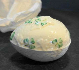 Belleek Shandon Egg Box Shamrocks Fine Parian China Nib