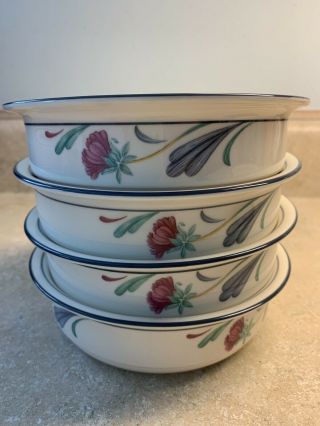 Lenox Chinastone Poppies On Blue,  Set Of 4 Cereal Bowls,  6.  25”,  Soup/salad Bowl