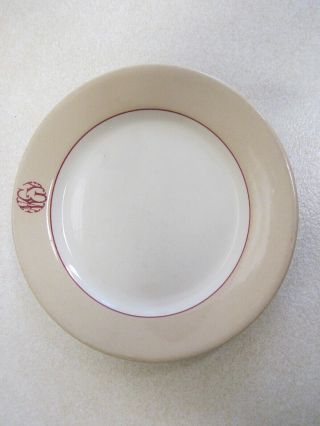 1930s Nathan Straus - Duparquet Restaurant Ware (set of 3 dishes) beige / maroon 2