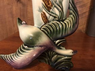 Hull Pottery Vase Bird In Flight & Cattails 9.  5 " Artistry Color & Detail