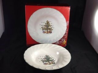 Nikko Christmas Time Rim Soup Plate Bowl Set Of 4 Bowls Nib