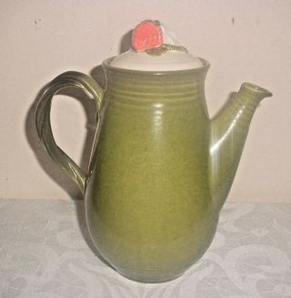 Metlox California Strawberry Poppytrail Coffee Pot Avocado Green Vintage
