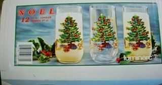 12 Piece Luminarc Noel Christmas Tree 16 Oz Glass Tumbler