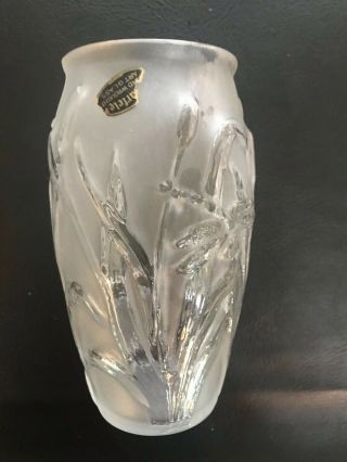 1920s Frosted Glass Rare Consolidated Martele Dragonfly And Reed