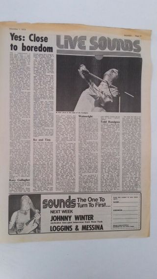 Yes Todd Rundgren Concert Reviews 1973 Uk Article / Clipping