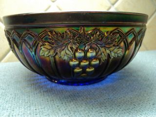 Northwood Grapes & Gothic Arches Blue Carnival Bowl