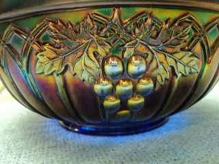 Northwood Grapes & Gothic Arches Blue Carnival Bowl 2
