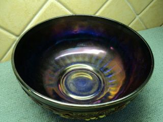 Northwood Grapes & Gothic Arches Blue Carnival Bowl 3