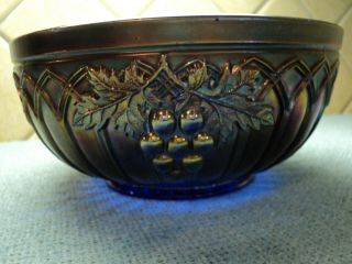 Northwood Grapes & Gothic Arches Blue Carnival Bowl 5