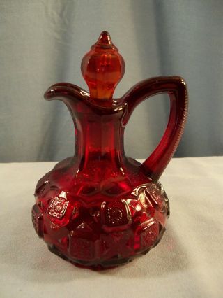 Htf Westmoreland Old Quilt Ruby Red Glass Cruet W/ Stopper