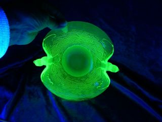 Fenton Vaseline Uranium Bird Bowl Dish Green Depression Glass Collectible Glass