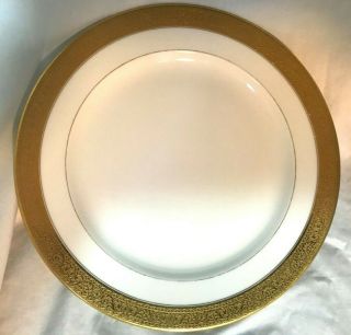 Art Nouveau Vignaud Limoges France Gold Encrusted Dinner Plate 9.  5” Diameter