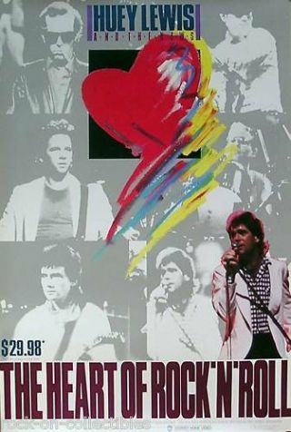 Huey Lewis 1985 The Heart Of Rock ’n’ Roll Promo Poster