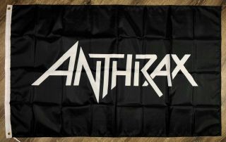 Anthrax Logo Flag 3x5 Ft Black Banner Heavy Thrash Metal Man - Cave Garage Bar Pub