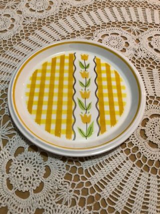 Set Of 6 Vintage Mikasa Country Gingham Maize C7301 Dinner Plates 9.  5” Diameter