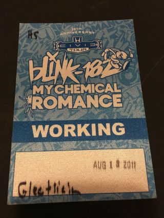 8/18 2011 Blink - 182 My Chemical Romance Tour Fabric Backstage Pass Hershey Pa.