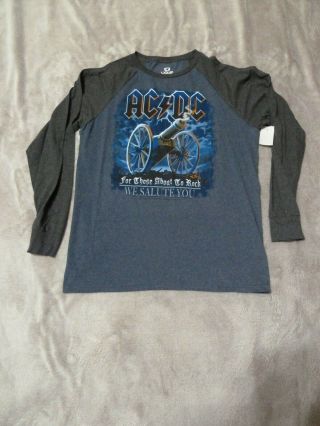 Ac/dc Liquid Blue Long Sleeve T - Shirt For Those About To Rock Nwt Men 