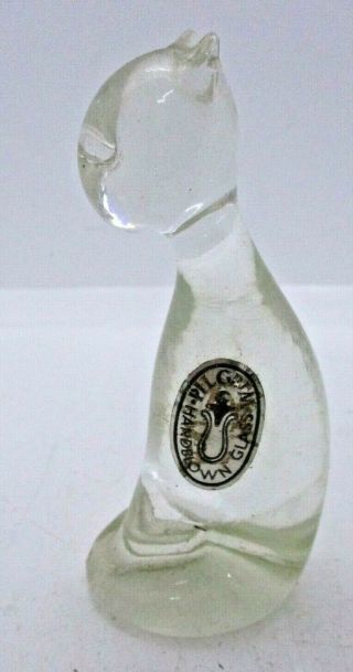 Pilgrim Glass Clear Hand Blown Glass Cat Figurine Vintage